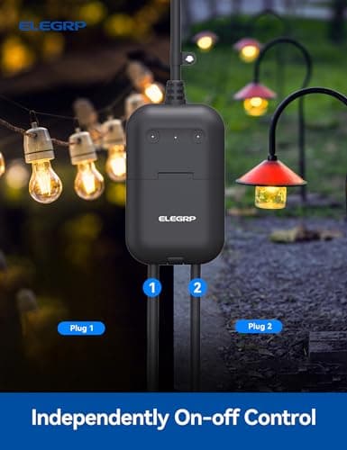 ELEGRP PQR20 Outdoor Smart Plug Waterproof IP66, WiFi Plug with 2 Individually Sockets, Compatible with Alexa & Google Assistant, Smart Outdoor Outlet for String Lights, UL Certified, 1 Pack, Black 6