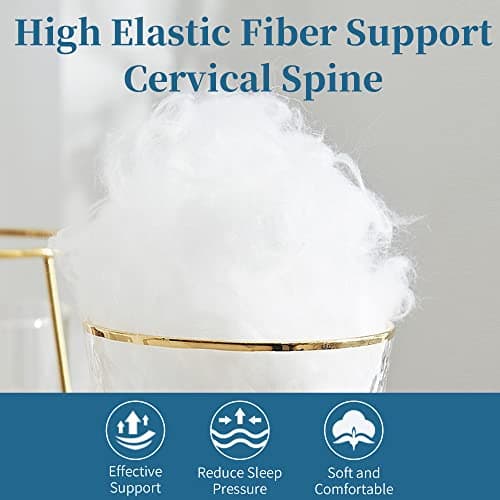 HOMBYS Ultra Thin Flat Bed Pillow for Stomach and Back Sleepers,Standard Size Down Alternative Cervical Pillow for Neck Pain, 100% Cotton Shell, White,2.5 inch 6