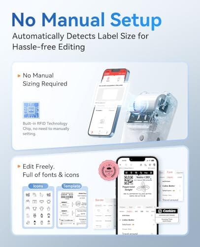 NIIMBOT B1 Label Maker Machine, Thermal Label Printer Easy to Use for Office, Home, Business, Came with 1 Roll White Label(Grey) 8
