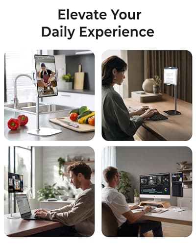 COOPER TabStand, 20" Tall iPad Stand for Desk, Portable Monitor Holder up to 17" Holds 4.4lb, Desktop Tablet Stand, Tablet Mount, Apple iPad Holder for Desk, for Samsung, Kindle, Fire (Night Black) 5