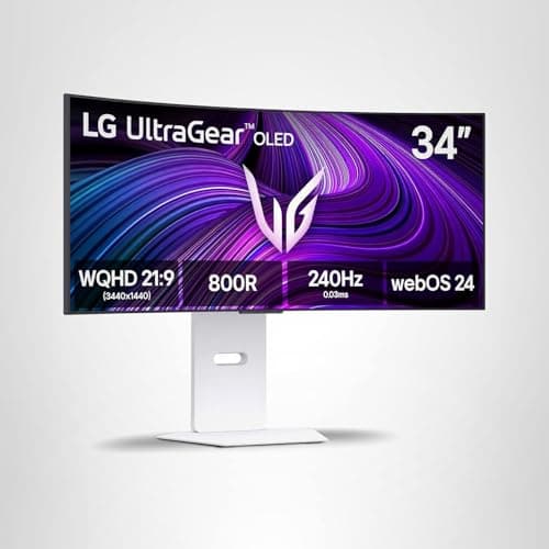 LG 34GX90SA-W 34-inch Ultragear WQHD (3440 x 1440) OLED Curved Gaming Monitor 240Hz, 1ms, NVIDIA G-Sync Compatible, AMD FreeSync Premium, VESA DisplayHDR True Black 400, webOS, USB Type-C, White 21