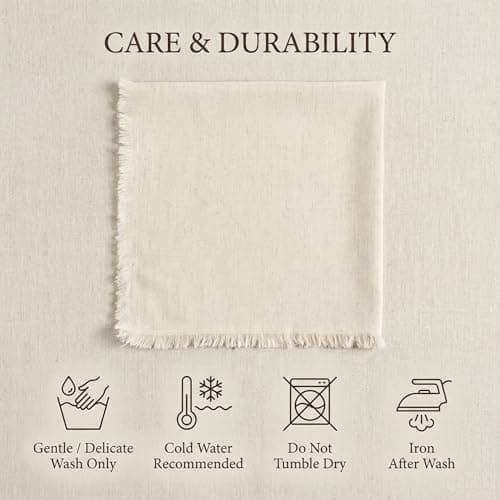 ACCENTHOME Natural Cotton Linen Napkin Set of 12 18x18 inch Dinner Napkins - Washable Soft Premium Hotel Quality Reusable Hemmed Edges Napkins Perfect Table Linens for Family Dinners, Weddings 7