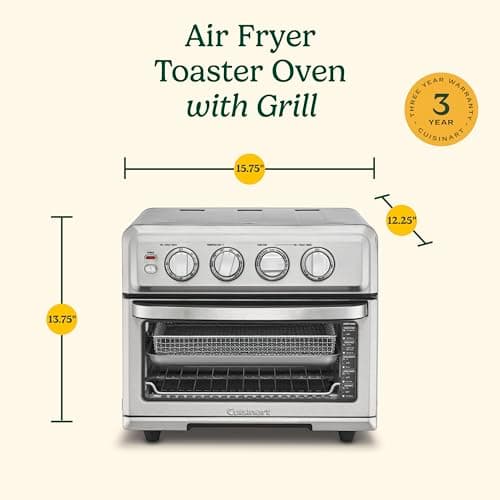 Cuisinart Air Fryer Toaster Oven with Grill, 1800W 8-1 Air Fryer Oven with Bake, Convection Bake, Grill, Broil and Warm Options, Large Capacity, 60-Minute Timer, TOA-70W, White 6