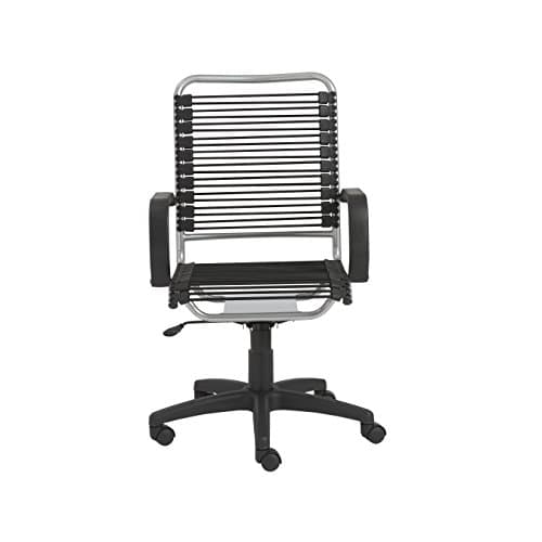 Euro Style Bradley Bungie Office Chair | Two-Lock Tilt with 360° Swivel | Adjustable Height | Blends Functionality for Home and Business Needs | Black with Aluminum Frame and Black Base