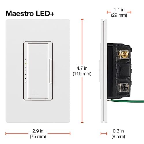 Lutron Maestro LED+ Dimmer Switch for Dimmable LED, Halogen and Incandescent Bulbs, 150W/Single-Pole or Multi-Location, MACL-153M-WH, White 12
