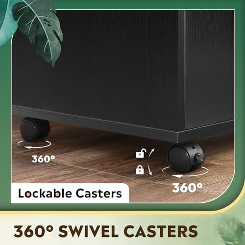 DEVAISE Office Storage Cabinet with Doors and Shelves, Lateral Printer Stand for Office Supplies and File Storage, Filing Cabinet for Home Office, Black 7