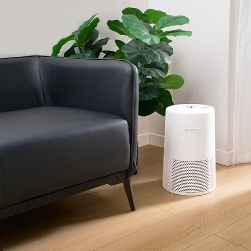 Amazon Basics Air Purifier for Home and Office, With 3-Stage Filtration, HEPA Filter With Activated Carbon, 3 Speeds, Timer, Sleep Mode (32db), Energy Star Certificate, Covers Up to 1067 Sq ft, White 2
