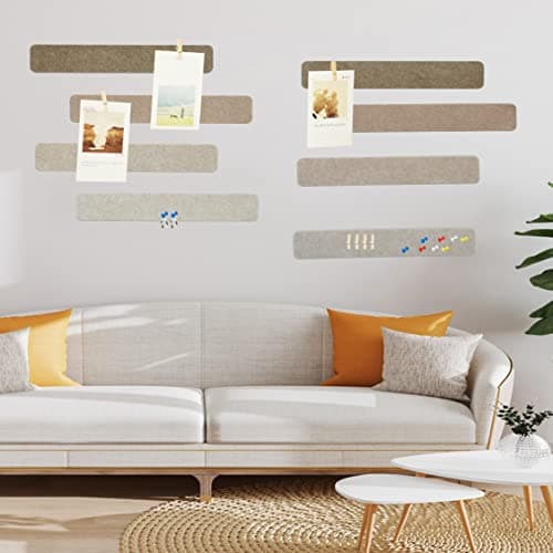 YOUDEFUL 8Pcs Bulletin Board Strips, Camel-Brown Felt Pin Board Bar Strips with 50 Pushpins, Self-Adhesive Felt Cork Board Strips for Wall to Display Your Notes, Photos, Schedules, Announcements 6