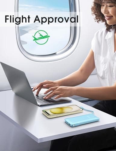 TG90° 10000mAh Power Bank with Built-in AC Wall Plug and Cables, Ultra Slim Phone External Battery Pack Portable Charger Compatible with iPhone and Android Devices 8