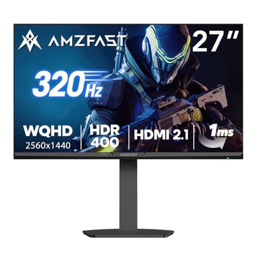 Amzfast 27 Inch Gaming Monitor 320Hz 240Hz WQHD 2560 x 1440p Fast IPS Monitor, 1ms G-SYNC Compatible, HDR400, 135% sRGB, 99% DCI-P3, PIP/PBP, Height Adjustable, HDMI 2.1 x 2&DP 1.4 x 2, G27F6Q MAX