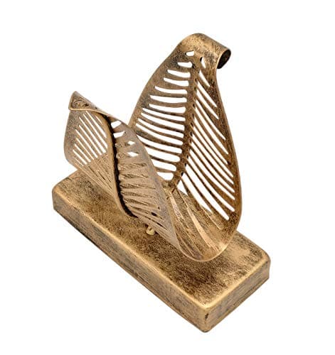 OwlGift Freestanding Modern Napkin Holder with Leaf Design, Tabletop Tissue Dispenser, Countertop Napkin Storage Organizer – Bronze 8