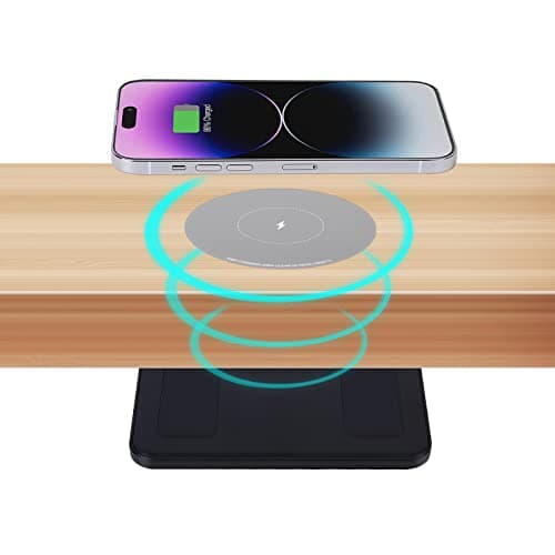 1.97"(50mm) NiiTTER Invisible Wireless Charger, Under Desk Wireless Charger, Hidden Charging Station for iPhone 17/16/15/14/13/12/ Samsung Galaxy S25/S24/S23/S22/S21(Adapter Included)
