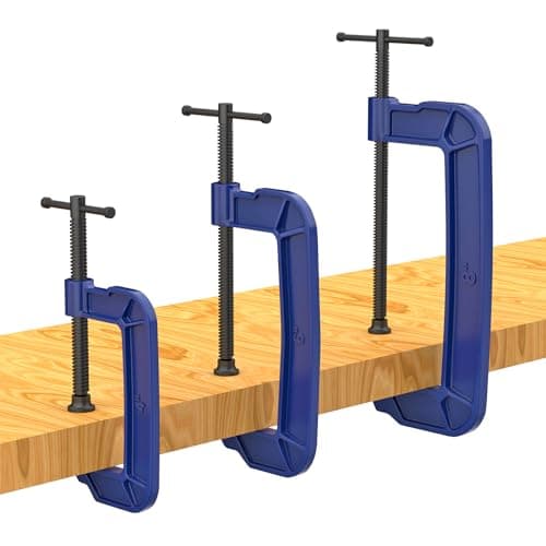 KARRYTON C Clamps set(4"+6"+8"), Large Deep Throat Ductile Iron C-Clamp w/ 1700-2930LB Clamping Force, Unique Ergonomic Design for Welding, Woodworking, Metal and DIY Projects