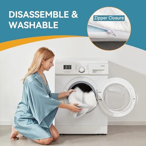 Erdoru 3 Inch Mattress Topper Queen - Gel Memory Foam for Pressure Relief, Premium Soft Cooling Sleep, Non-Slip Design with Removable&Washable Cover, CertiPUR-US Certified 6