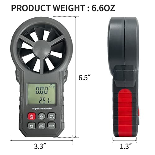 Sutekus Anemometer Digital Wind Speed Meter Wind Gauge Air Flow Velocity Test for Home Outdoor 6