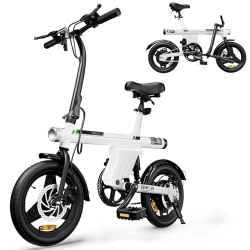 AYOLNY Mini Foldable Electric Bike for Adults, 500W Peak Folding Ebike, 36V 7.8Ah Battery 30-40 Miles, 14" Small Adult Electric Bicycle for Commuting (Ebike, White)