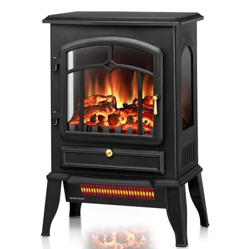ZAFRO Freestanding Electric Fireplace Stove, Small Electric Fireplace Heater with Thermostat Control, 3D Realistic Flame,1000W/1500W & Overheating Protection, 22.28 inch
