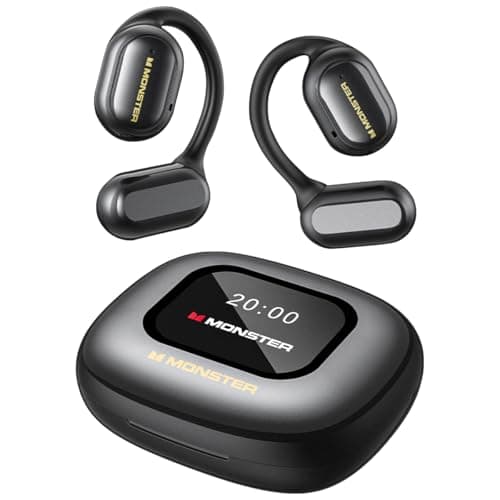 Monster Open Touch Pro 100, Open Ear Headphones Touch Screen Earbuds, Bluetooth Earbuds with ENC Clear Talk, Wireless Ear Buds Support TF Card, EQ Modes, Comfort Fit, IPX5, 30H Playback, Black