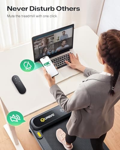 Smart Treadmill with 9% Auto Incline, Hiking and Running Walking Pad Treadmills for Home Office, Treadmill with UREVO APP, AI Powered Music Course, HIIT Programs Synced to Scenic Route, One-Click Mute 6