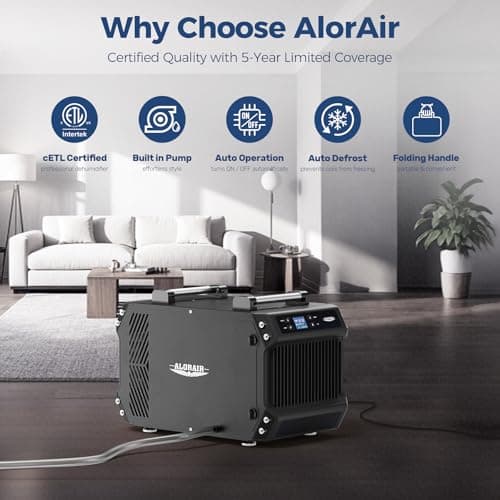 ALORAIR 145 Pint Crawl Spaces Dehumidifier with Pump and Drain Hose, Auto Defrost for Crawlspaces, Commercial, Basements, and Large Rooms up to 1800 Sq.Ft 5