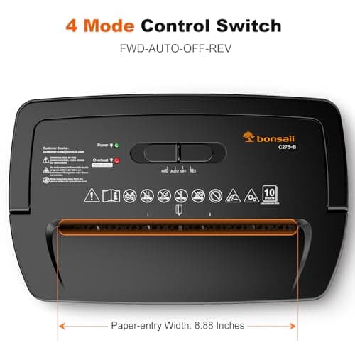 Bonsaii Paper Shredder, 10-Sheet Home Office Shredders, Micro Cut Home Use Paper Shredder with 5.5 Gallons/P-4 High Security/5 Minutes/Shred Card,Staple,Clips (C275-B) 8