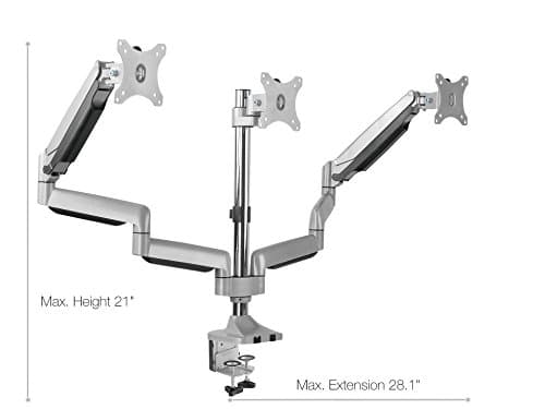 TechOrbits Universal Desk Mount for Triple Monitor - Fits Three 13-30" Monitors with Swivel & Clamp 6
