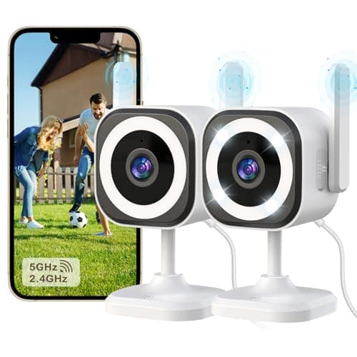 GUOANVISION Dual-Antenna Stable 5G WiFi Security Camera, 4X Zoom 2K Outdoor Indoor Camera for Baby/Pet, Home Security WiFi Camera with Color Night Vision, Two-Way Talk, IP66, SD/Cloud Storage (2-Pack)