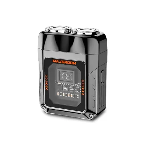 Mini Portable Electric Shaver, MAXGROOM 8500RPM Compact Small Electric Razor for Men, IPX7 Waterproof Wet & Dry Cordless Pocket USB-C Rechargeable with LED Display, Detachable Head Shaver