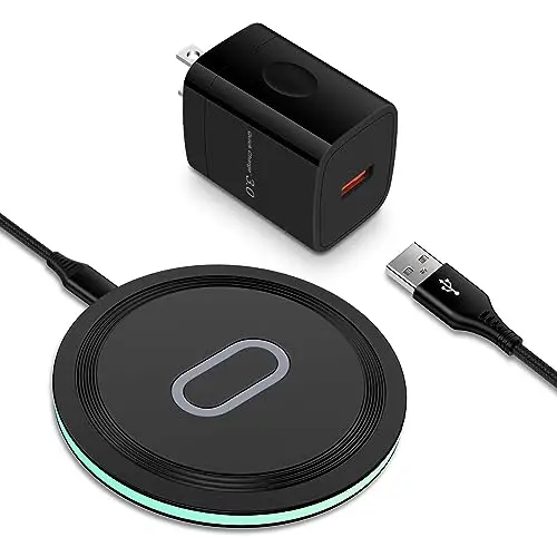 Wireless Charger Fast Charging Pad for Samsung Galaxy S26 Ultra S25 S24 FE S23 FE Ultra S22 S21 Z Fold7 6, 15W Wireless Charging Station with QC3.0 Adapter for iPhone 17 16 15 Pro,Google Pixel 9 pro 8