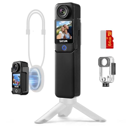 SJCAM C300 Essential Combo, 4K Action Camera,Magnetic Body Cam & Handheld Detachable Design, Vlogs for Content Creators YouTube Streaming,7Hour Power,Stabilization,Waterproof, Black