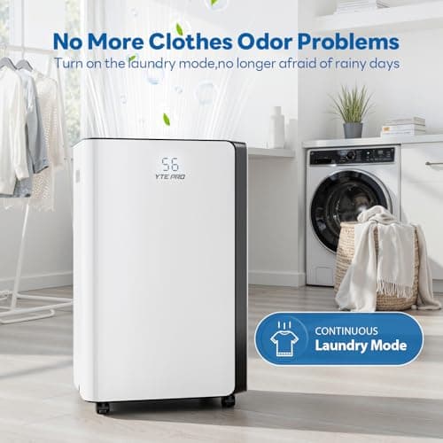 4500Sq.Ft Large Dehumidifier, 50Pint Dehumidifiers for Home, Quiet Whole House Dehumidifier for Basement, Bedroom and Bathroom, with Drain Hose, Water Full Alert, Digital Display 7