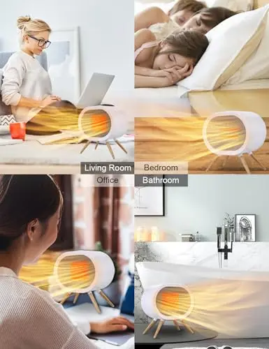 Cute Space Heater, Portable Space Heaters for Indoor Use, 1000W Small Electric Desk Heater for Bedroom or Office Gifts for Women, 3 Mode PTC Ceramic Heater, Mini Heater Overheating Tip-Over Protection 7