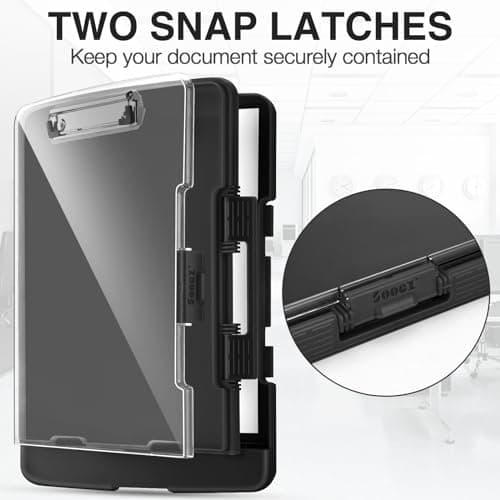 Sooez Original Clipboard with Storage & Pen Holder, Heavy Duty Clip Boards 8.5x11 with Dual Storage, Clearview Dry Erase Coach Clipboard with Real Hinge, High Capacity, School & Office Supplies 5