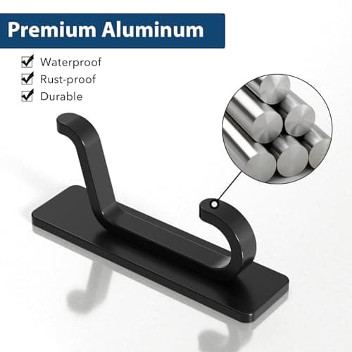 pickpiff Wall Hooks for Coat and Towel: 13LB Strong Adhesive Door Hanger Stick on, Black 4 Pack 6