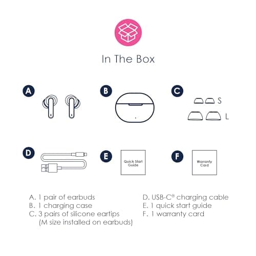 Packed Party True Wireless Earbuds Bluetooth V5.3 Headphones with Charging Case, IPX5 Waterproof, Up to 20 Hours of Battery Life (Navy Baby) 7