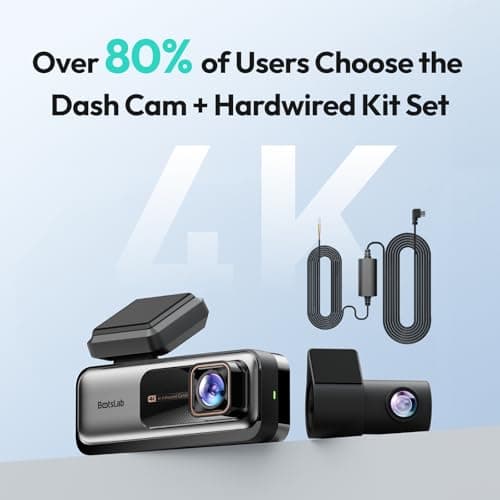 BOTSLAB 4k Dash Cam Front and Rear, 24/7 Parking Monitor with Hardwired Kit, 170° Ultra Wide Dashcam, ADAS, IMX415 Sensor, Night Vision, WDR, Loop Recording, 5G/2.4G WiFi & GPS, Free 64GB Card 5