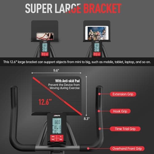 JOROTO Exercise Bike, Magnetic Stationary Bikes for Home with 40LBS Flywheel, App Supported Indoor Bike with 350LBS Weight Capacity, Low Noise,Digital Monitor,Bottle and Tablet Holder 5