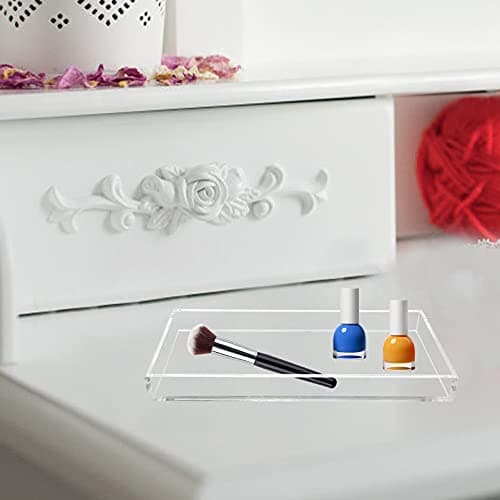 Bigfety Acrylic Vanity Tray for Organizing, Clear Bathroom Trays for Counter, Desk, Dresser 5
