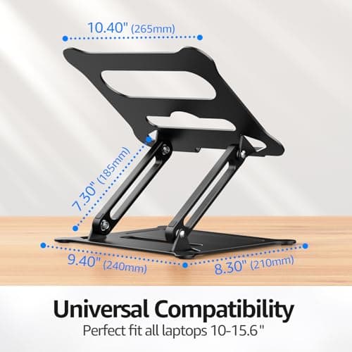 Urmust Laptop Notebook Stand Holder Adjustable Laptop Stand Portable Computer Riser Compatible with MacBook Air Pro HP Dell XPS Lenovo All Laptops 10-15.6"(Black) 6