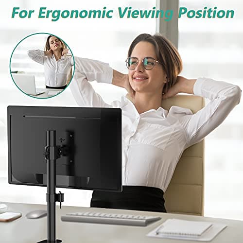 WALI Single Monitor Mount, Monitors Desk Mount, Single Monitor Arm Holds Screen Up to 32inch, 22lbs, Fully Adjustable Mount Designed for Home Office Application(M001S), Black 7