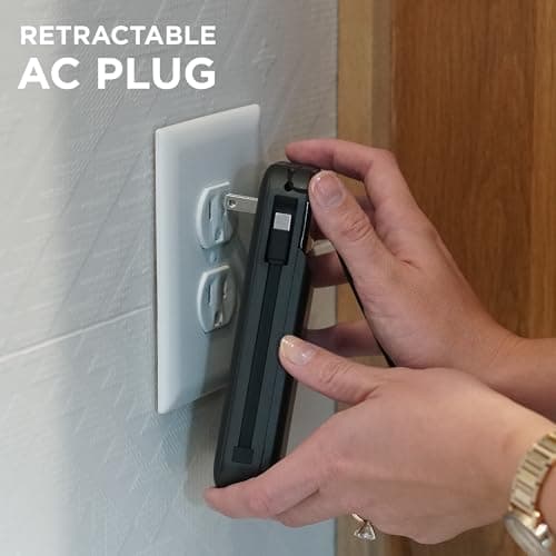 Limitless Innovations Ultimate Pro 15,000mAh Portable Power Bank PD 20W with Built-in Cables, Wireless Charging, Flashlight, Wall Plug, & Digital Display, for iPhone, Samsung, & More (Black Metallic) 6