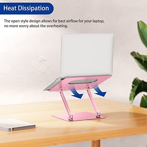 BESIGN LS10 Aluminum Laptop Stand, Ergonomic Adjustable Notebook Stand, Computer Holder Compatible with Air, Pro, Dell, HP, Lenovo More 10-14" Laptops, Pink 8