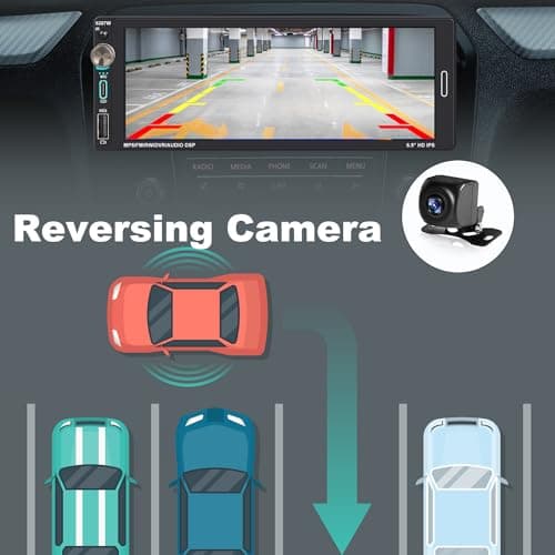 [Wireless] Alondy Single Din Car Stereo with 6.9" Touchscreen Compatible with Apple CarPlay/Android Auto Bluetooth AM/FM Radio Type-C USB 2.1A Fast Charge Rear View Camera Mic 6