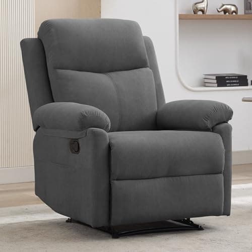 Korser Recliner Chair, Manual Recliner for Adults with Side Pocket, Small Recliners for Small Spaces, Adjustable Comfy Overstuffed Corduroy Reclining Chairs for Living Room, Reading, Bedroom, Grey