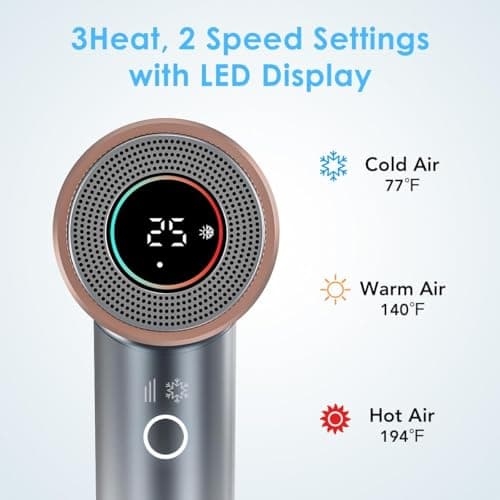 Rukebas Professional Ionic Hair Dryer 1400W with Diffuser & Concentrator - 4 Speed/Heat Settings, Lightweight Fast Drying for Home Travel, Includes Brush Head & Replacement (120V 1.4kW) 3