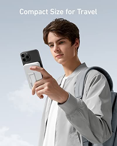 Anker 633 Magnetic Battery, 10,000mAh Wireless Portable Charger, 20W USB-C Power Bank with Stand, Magsafe-Compatible for iPhone 16/15/14 Series (White) 7