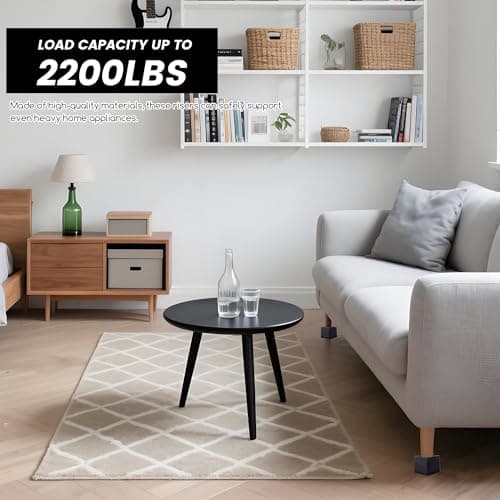 BTSD-home Adjustable Bed Risers 3 or 6 Inch - Heavy Duty Furniture Lifter Set of 4, Supports 2,200 lbs - for Under Bed Storage, Dorm, Bed Frame, Sofa, Table, Chair, Desk - Black 7