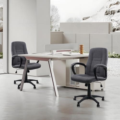 CLATINA Grey Cloth Breathable Fabric Office Desk Chair, Adjustable Height Mid Back Support Swivel Chairs Ergonomic with Arms and Wheels Comfortable Upholstered,300 LBS 9