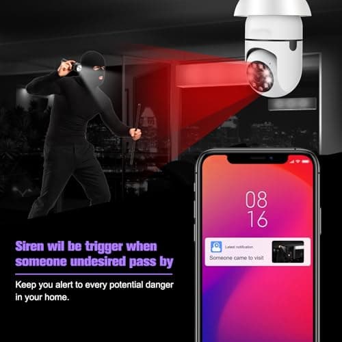 ratolo Security Camera Indoor Wireless WiFi Outdoor Home E27 360 Degree Panoramic Home Security Cameras IP Camera Motion Detection and Alarm Two-Way Audio 2pack 7