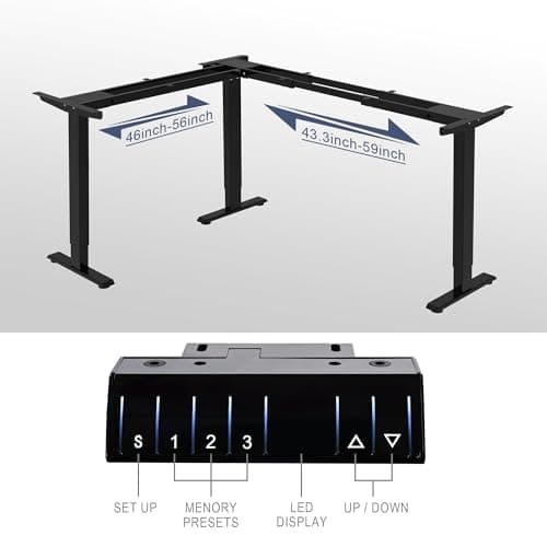Fromann Adjustable 3 Legs Standing Desk Frame Base Electric Corner Sit-Stand Desk for Home and Office (Black) 5